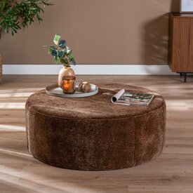 Pouf Chloe rond chenille chocolate brown ø100 cm