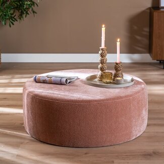 Pouf Chloe rond chenille rose ø100 cm
