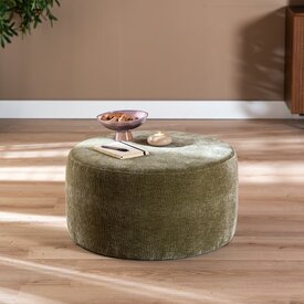 Pouf Chloe rond chenille vert ø70 cm