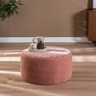 Pouf Chloe rond chenille rose ø70 cm