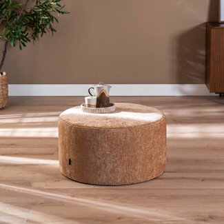 Pouf Elle rond chenille peach ø70 cm