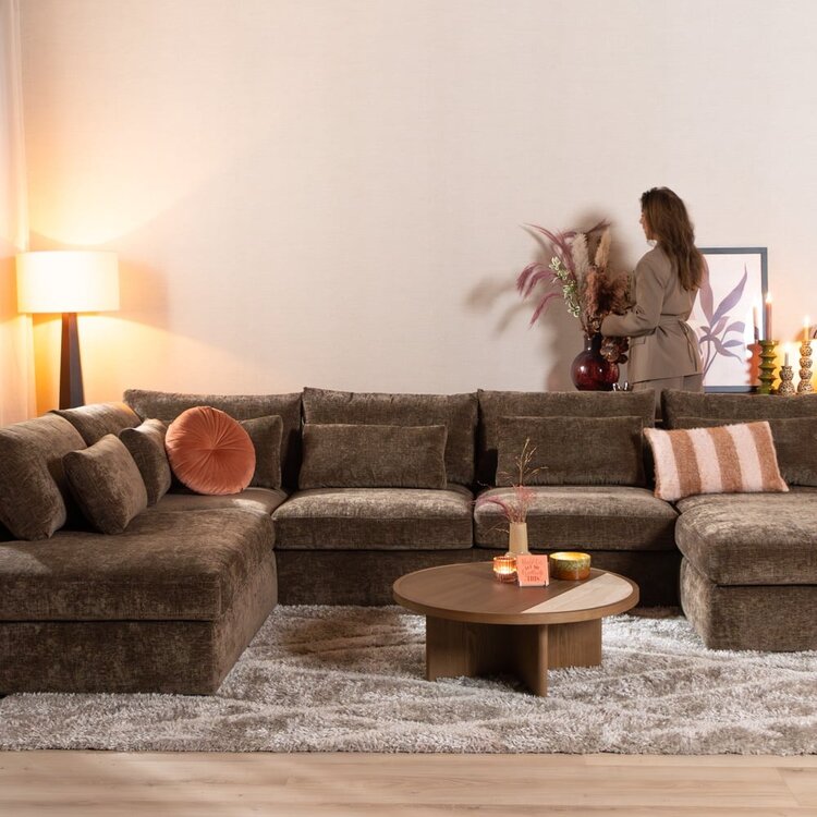 Canapé en U Kyle 6 places chenille mocha