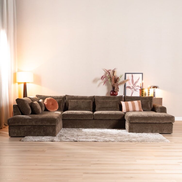Canapé en U Kyle 6 places chenille mocha