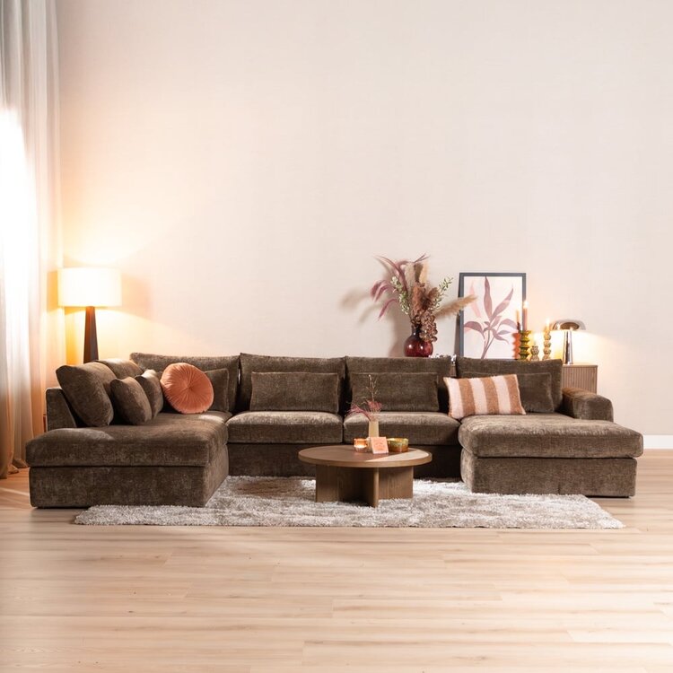 Canapé en U Kyle 6 places chenille mocha