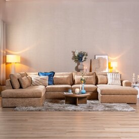 Canapé en U Kyle 6 places chenille peach