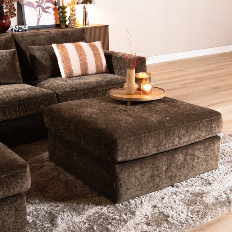 Pouf Kyle en chenille mocha