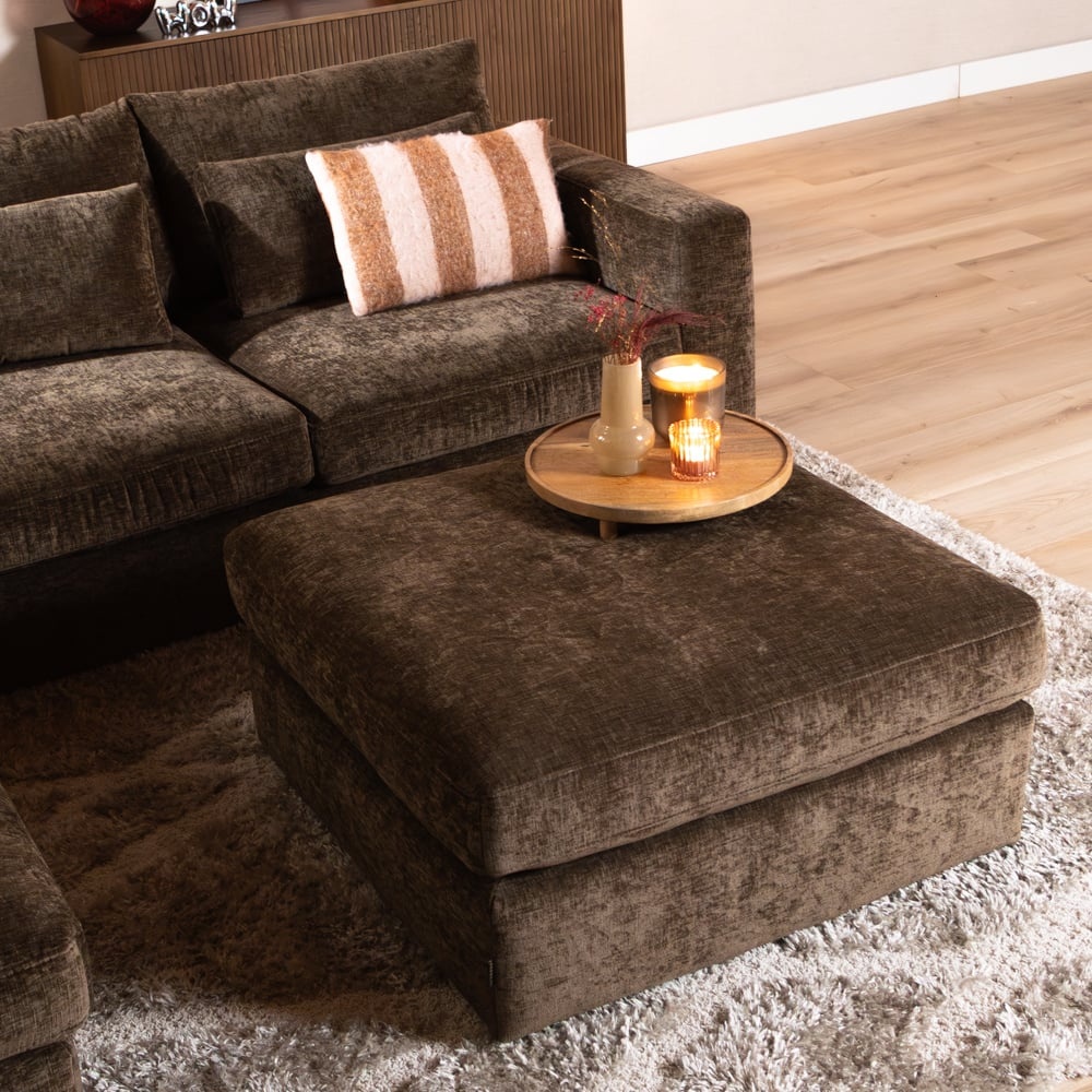 Pouf Kyle en chenille mocha