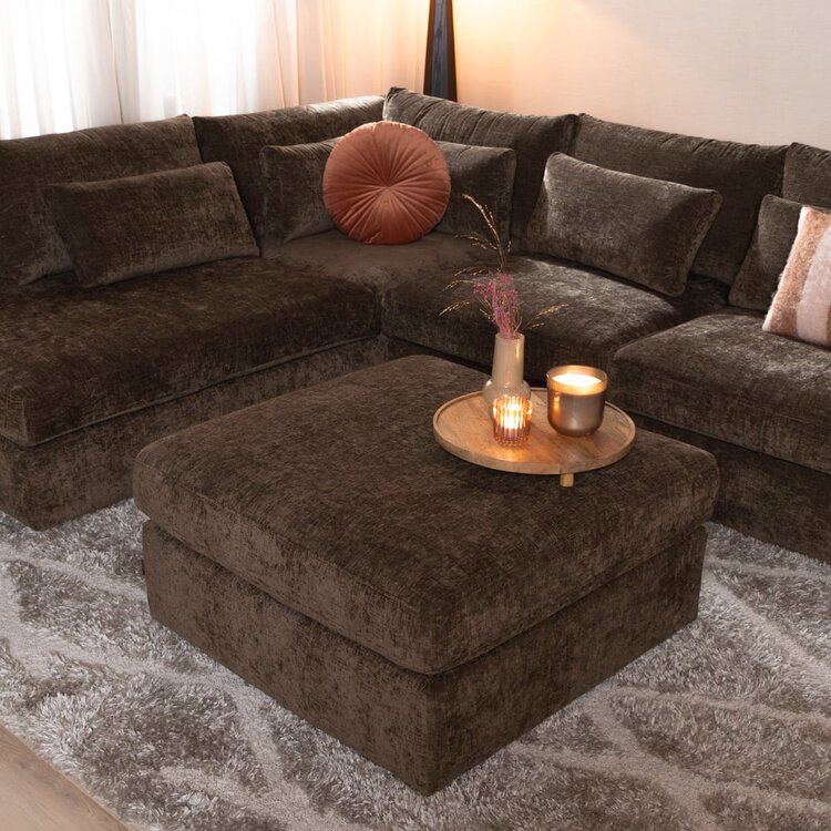 Pouf Kyle en chenille mocha