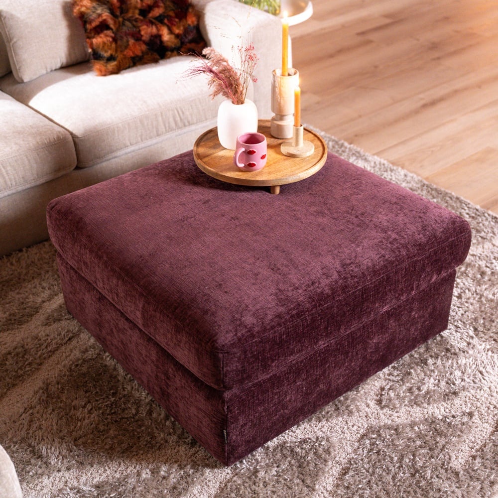 Pouf Kyle en chenille violet
