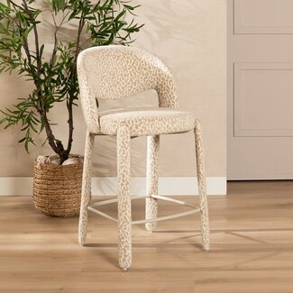 Tabouret de bar Leo taupe leopard 70 cm