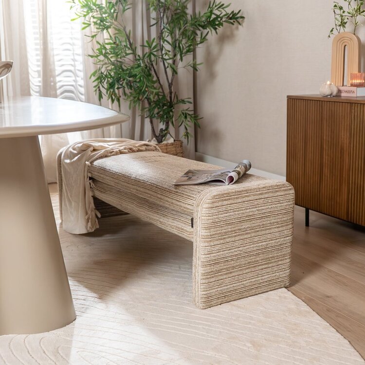 Banc de salle à manger Ravi chenille beige/taupe 160 cm
