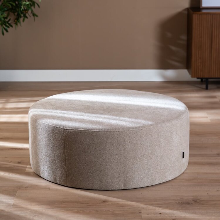 Pouf Blair rond chenille beige ø100 cm