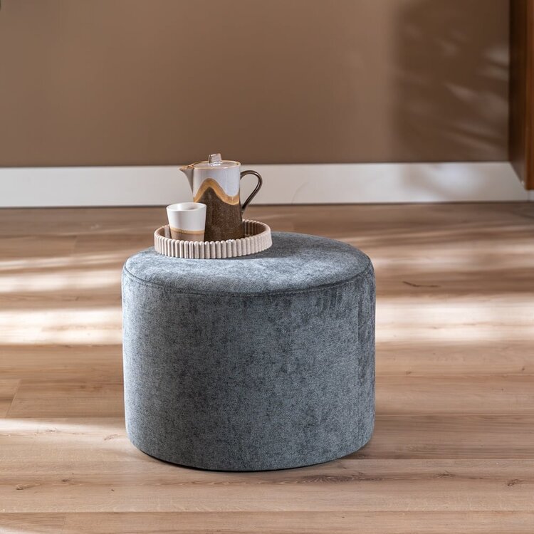 Pouf scandinave Myles tissu chiné anthracite