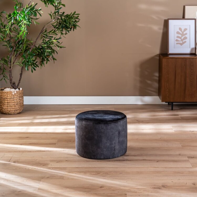 Pouf velours Beau anthracite