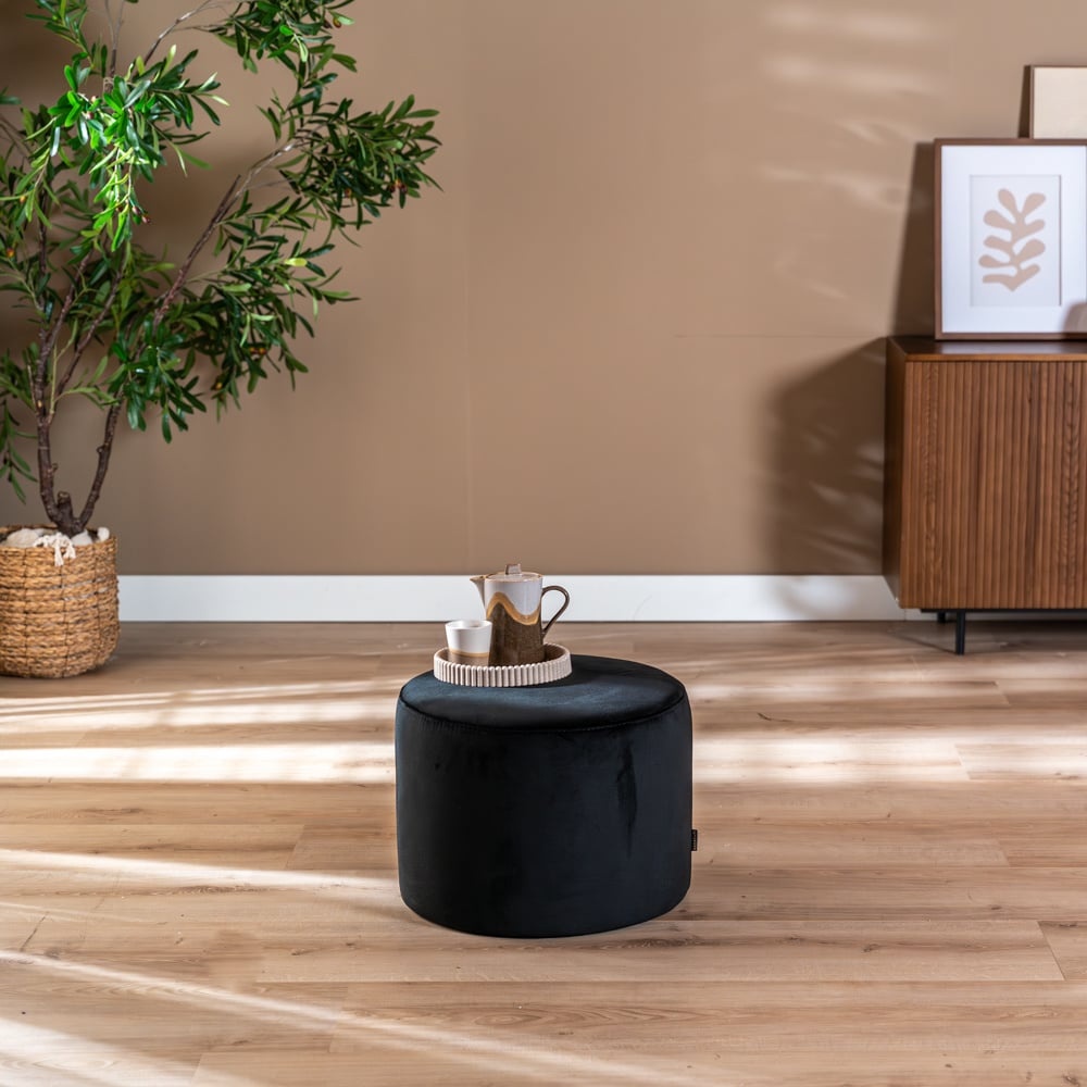 Pouf velours Anna noir