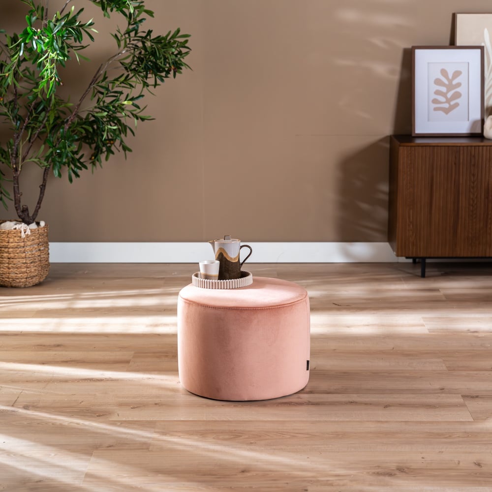 Pouf velours Anna rose