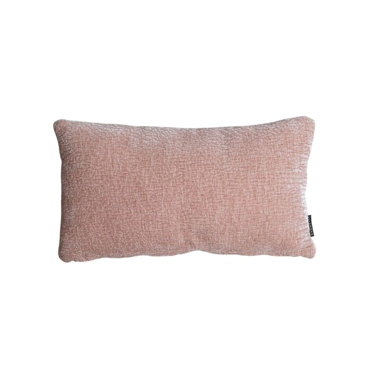 Coussin décoratif Day en tissu chenille rose 25 x 45