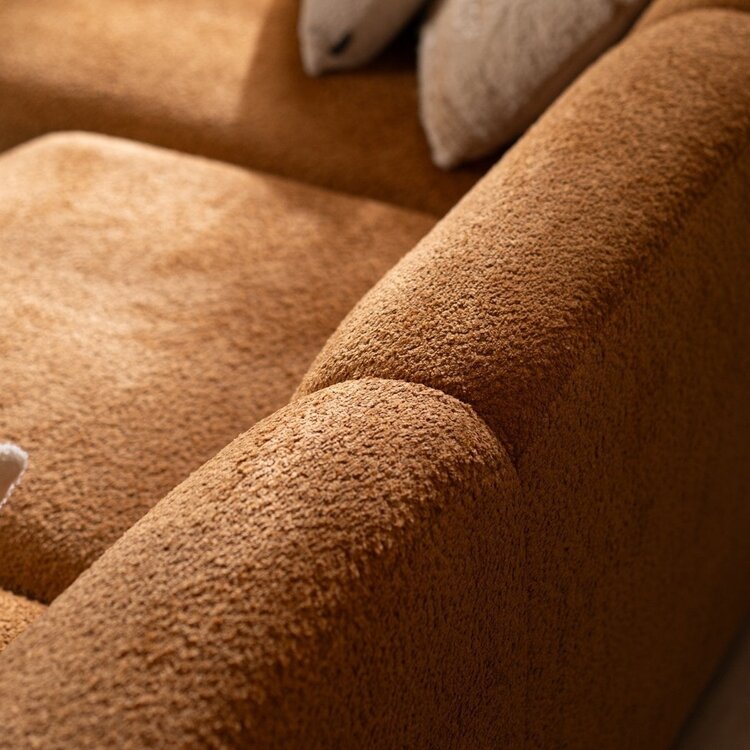 Canapé d’angle gauche Maine XL tissu bouclé terracotta