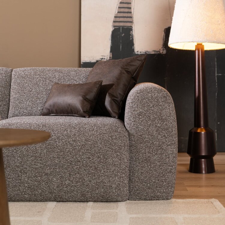 Canapé d’angle gauche Maine XL bouclé brun/gris