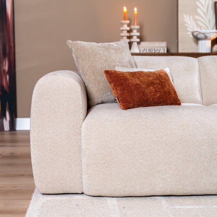 Canapé d’angle droit Maine XL chenille beige