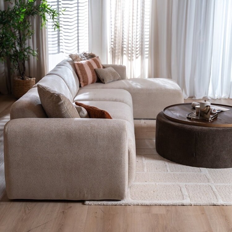 Canapé d’angle droit Maine XL chenille beige