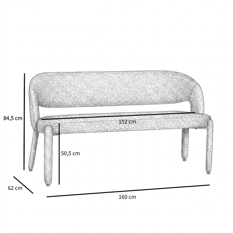 Banc de salle à manger June bouclé taupe 160 cm