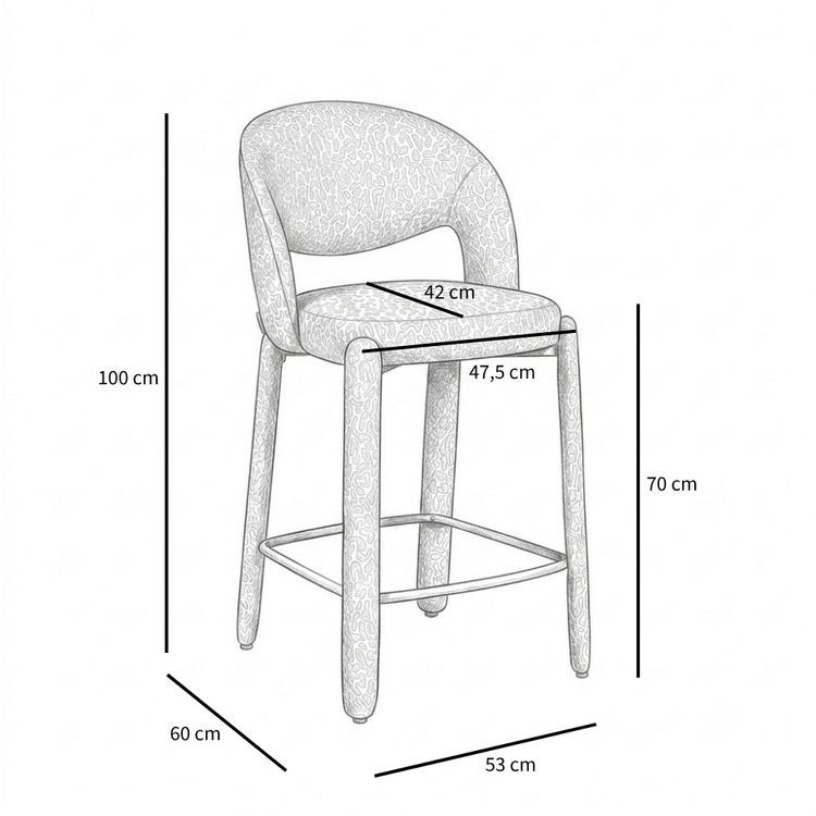 Tabouret de bar Leo taupe leopard 70 cm