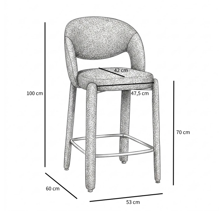 Tabouret de bar June bouclé brun 70 cm