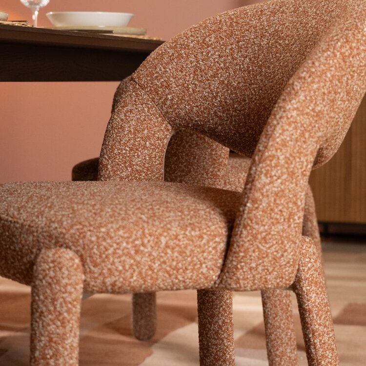 Chaise de salle à manger Dean bouclé terracotta