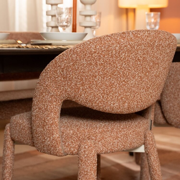 Chaise de salle à manger Dean bouclé terracotta