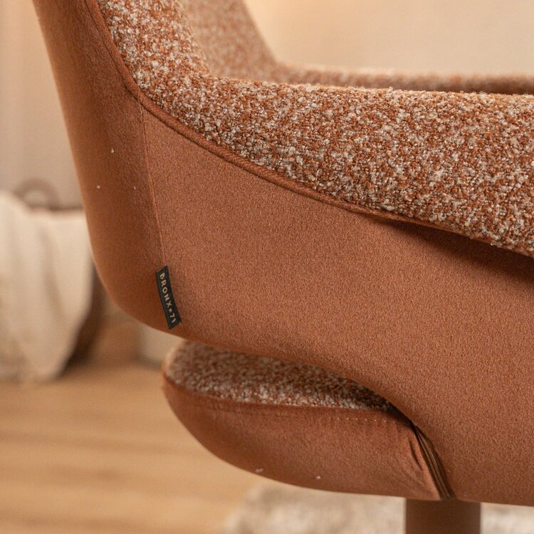 Chaise de salle à manger Jules pivotante bouclé terracotta