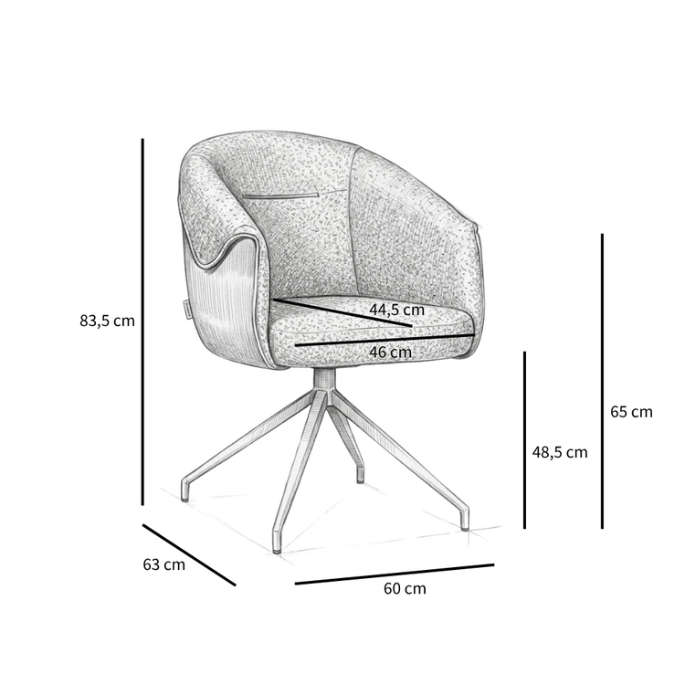 Chaise de salle à manger Riley pivotante bouclé terracotta