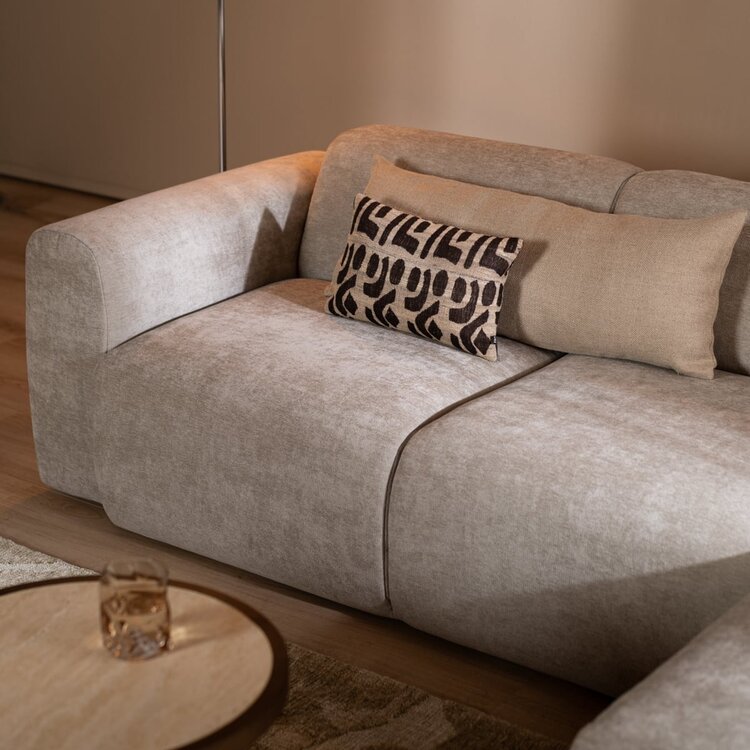 Canapé d'angle droit Maine XL tissu chiné taupe
