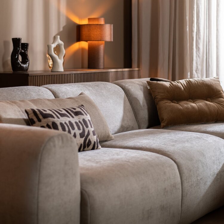 Canapé d'angle droit Maine XL tissu chiné taupe