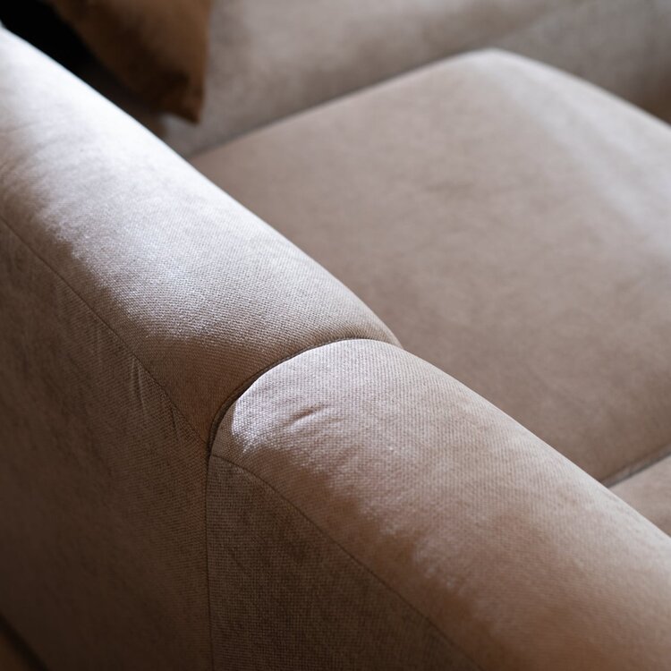 Canapé d'angle droit Maine XL tissu chiné taupe
