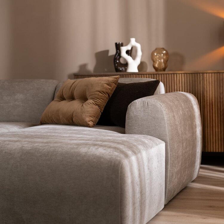 Canapé d'angle droit Maine XL tissu chiné taupe