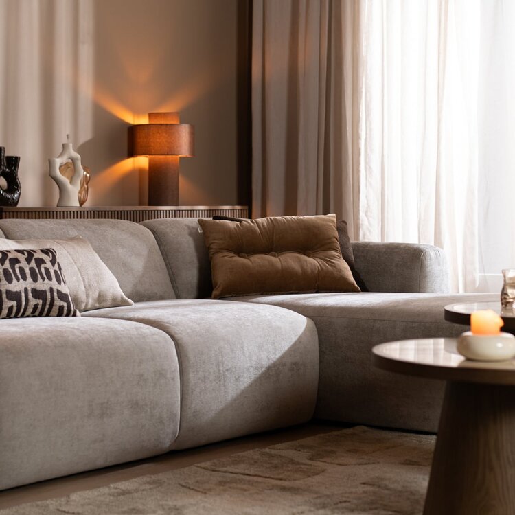 Canapé d'angle droit Maine XL tissu chiné taupe