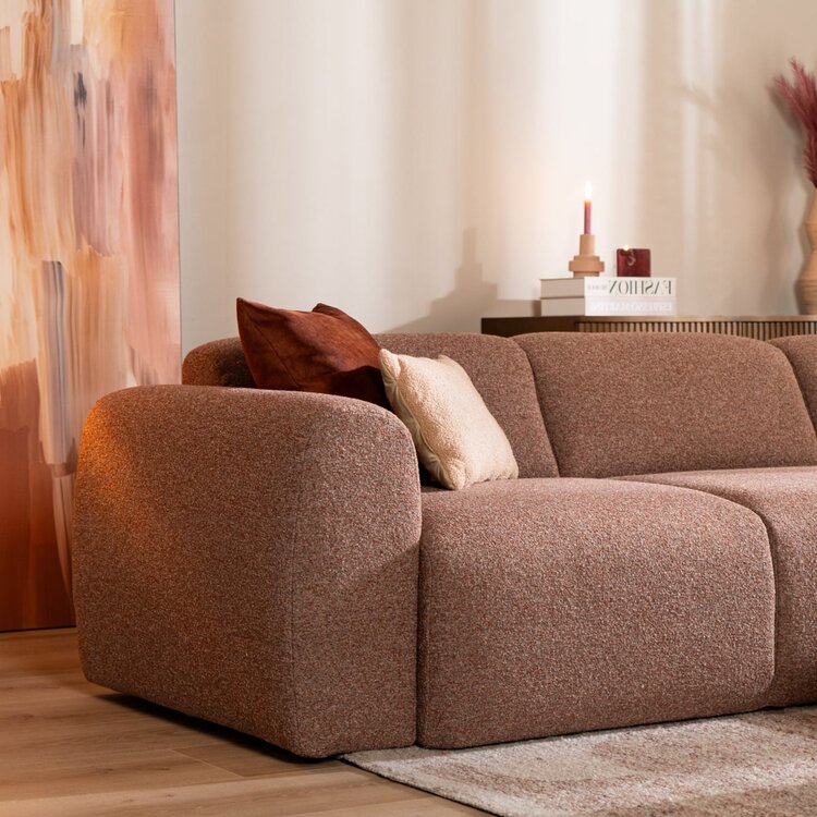 Canapé d’angle droit Maine XL rouge/rose