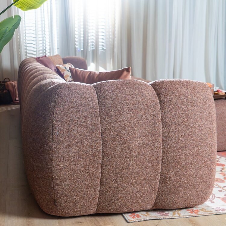 Canapé d’angle droit Luca XL bouclé rouge/rose