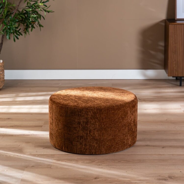 Pouf Elle rond chenille cuivre ø70 cm