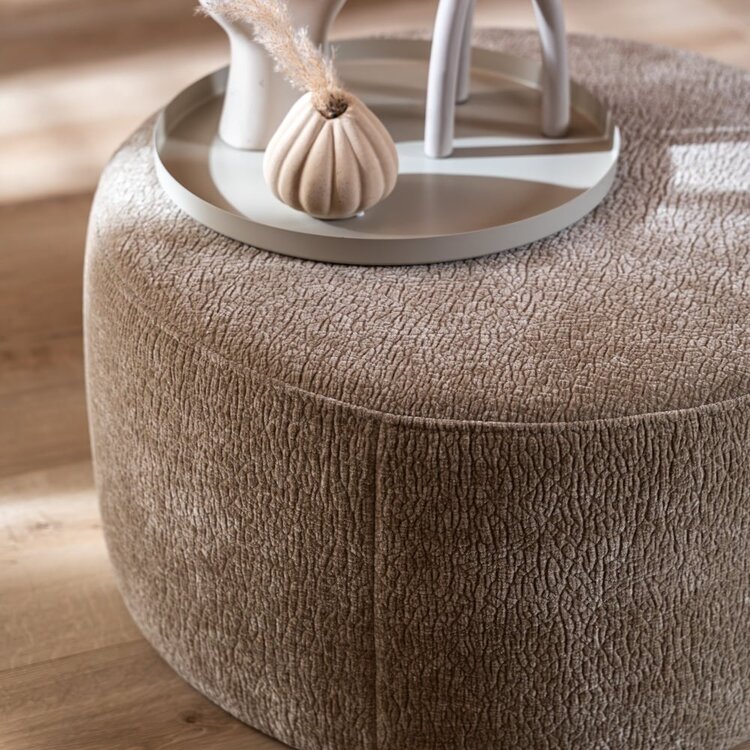 Pouf Chloe rond chenille taupe ø70 cm