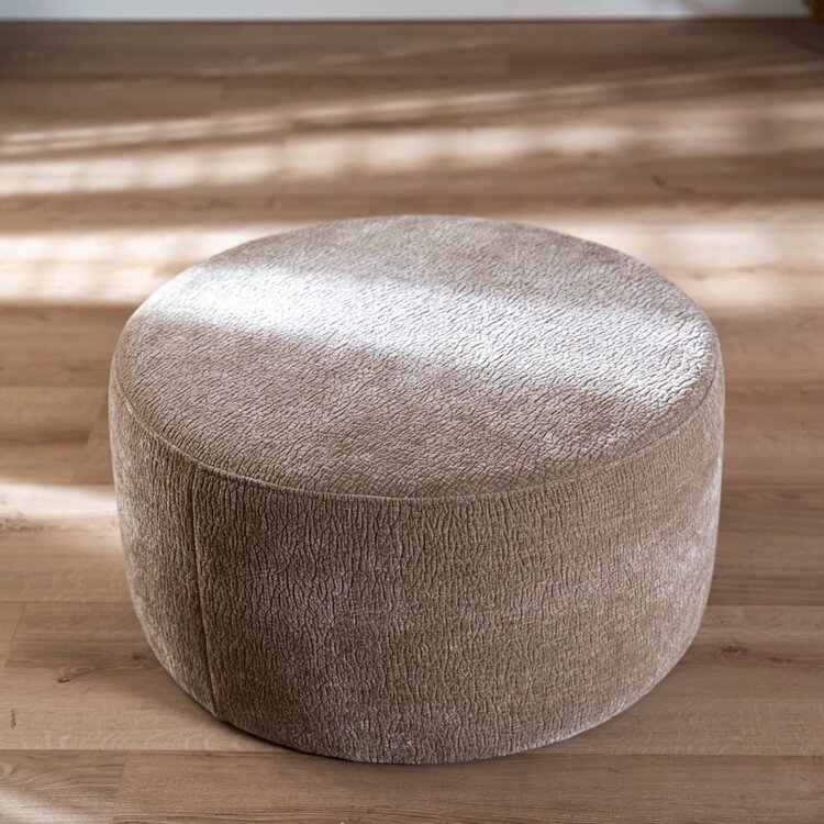 Pouf Chloe rond chenille taupe ø70 cm