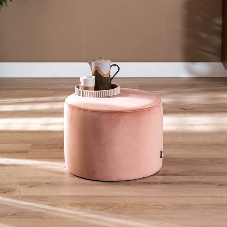 Pouf velours Anna rose