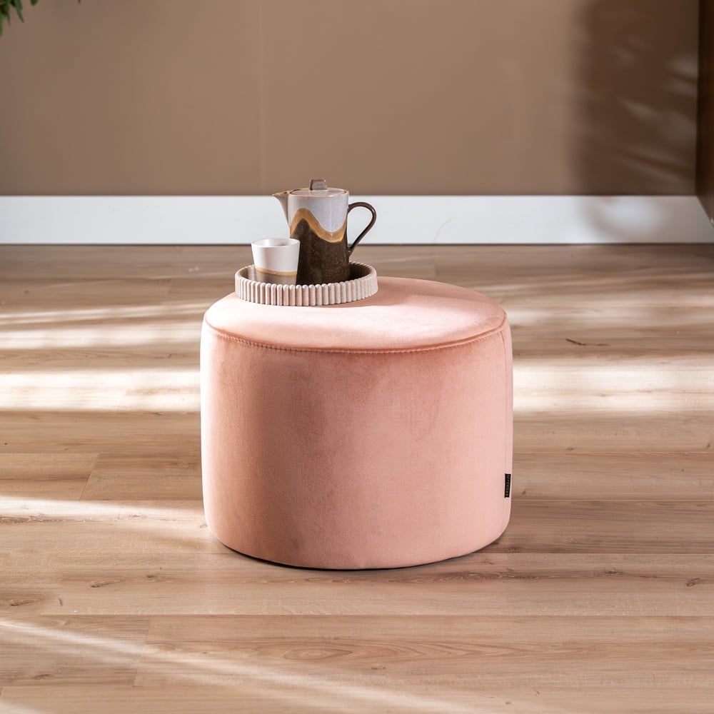 Pouf velours Anna rose