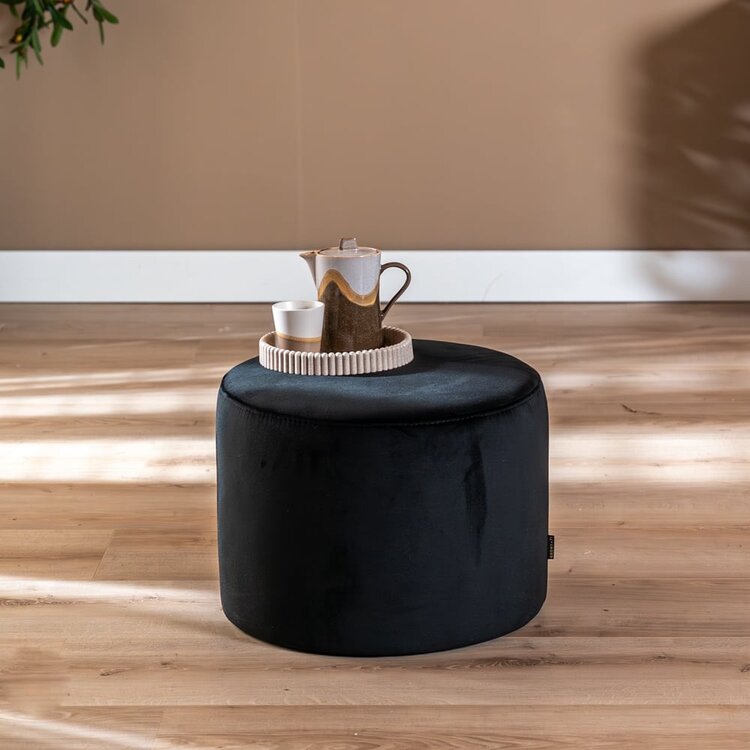 Pouf velours Anna noir