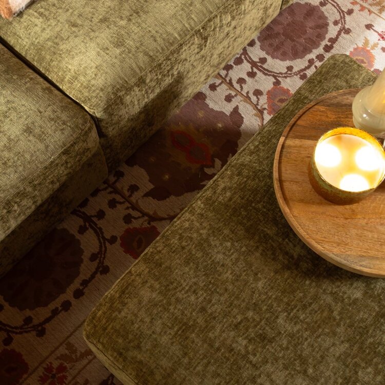 Pouf Kyle en chenille vert olive