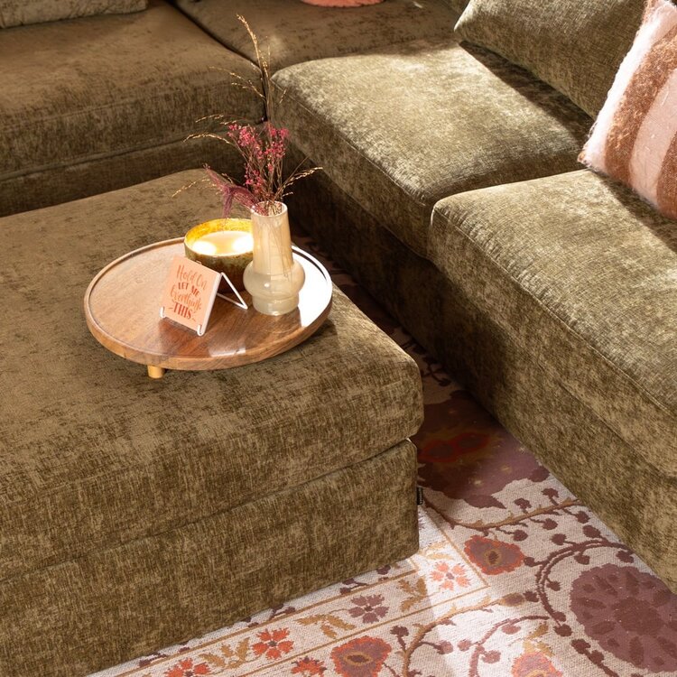 Pouf Kyle en chenille vert olive