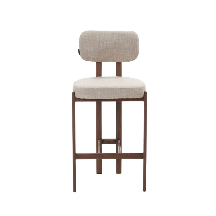 Tabouret de bar Nori en lin taupe 70 cm