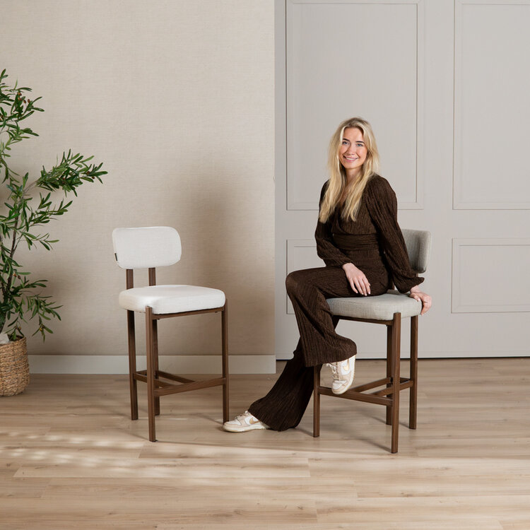Tabouret de bar Nori en lin taupe 70 cm