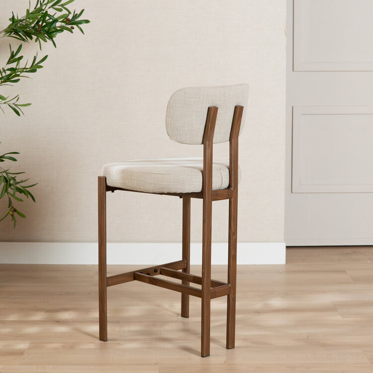 Tabouret de bar Nori en lin taupe 70 cm